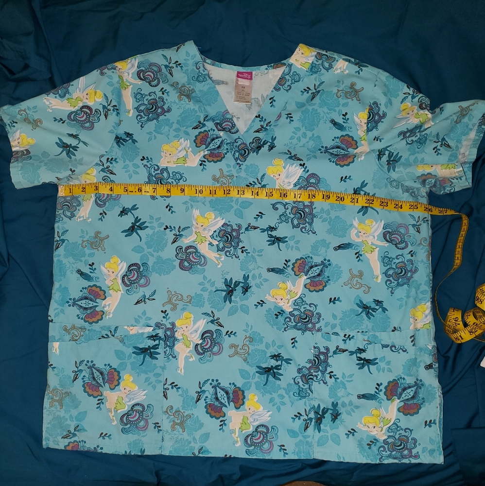 Disney Tinkerbell  Teal Scrub Top